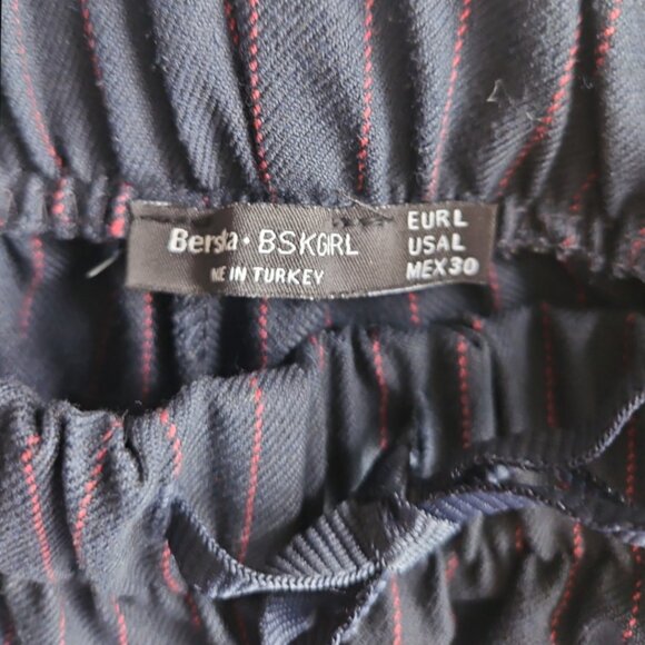 Bershka BSK Girl Navy Pinstripe Pants - Picture 5 of 5